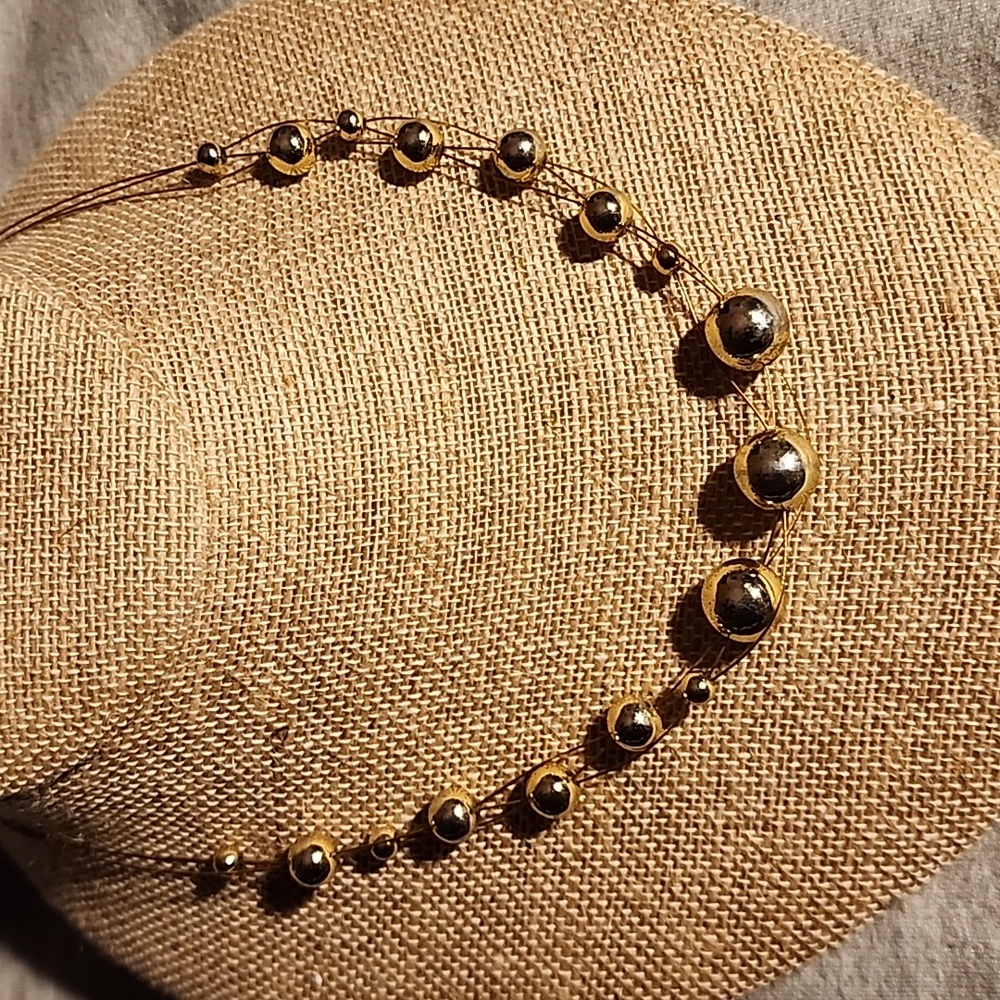 Gold Tone Faux Pearl Illusion Necklace